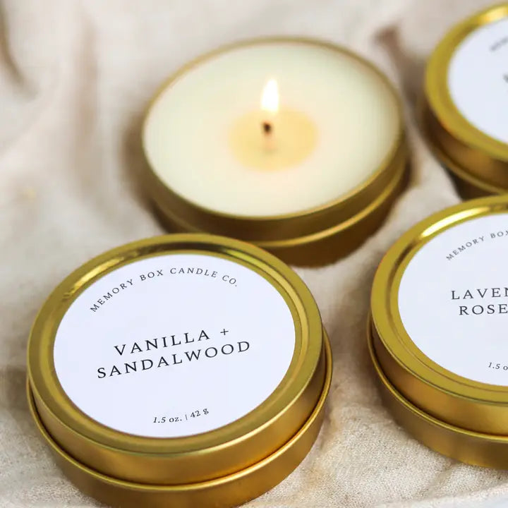 Vanilla + Sandalwood - 1.5 oz. Gold Tin Soy Candle