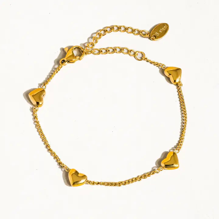 Vivre 18K Gold Non-Tarnish Petite Heart Bracelet, Necklace - Yellow Gold