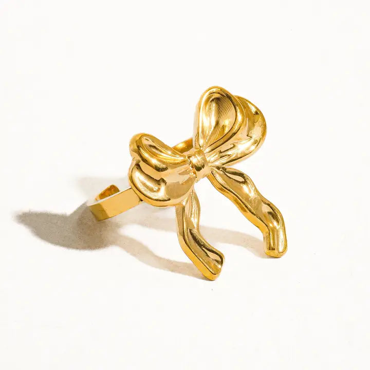 Waverly 18K Non-Tarnish Bow Adjustable Ring - Yellow Gold
