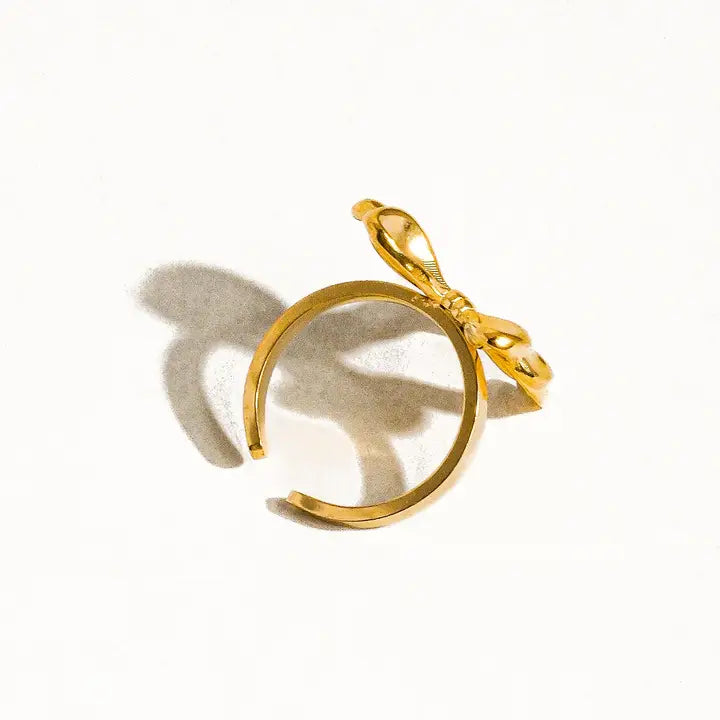 Waverly 18K Non-Tarnish Bow Adjustable Ring - Yellow Gold