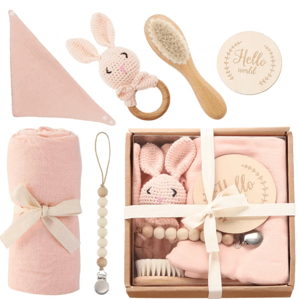 Welcome Baby Gift Box - Charming 6-Piece Set For Newborns - Blush Pink