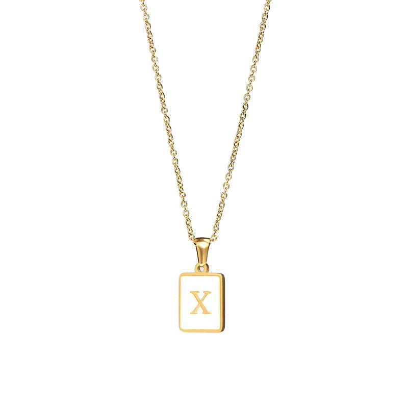 Square Initial 18K Gold-Plated Stainless Steel Necklace - Fgs - X