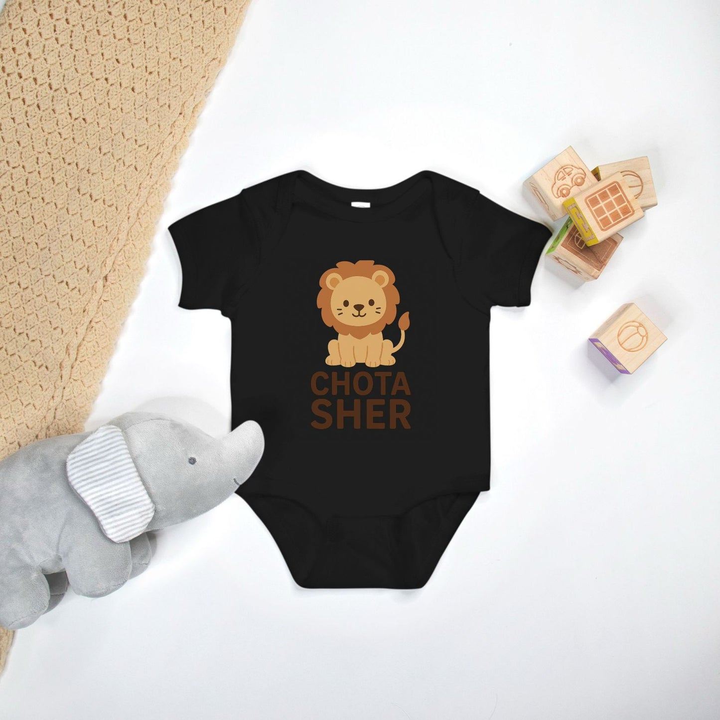 "Chota Sher" Baby Onesie - Black