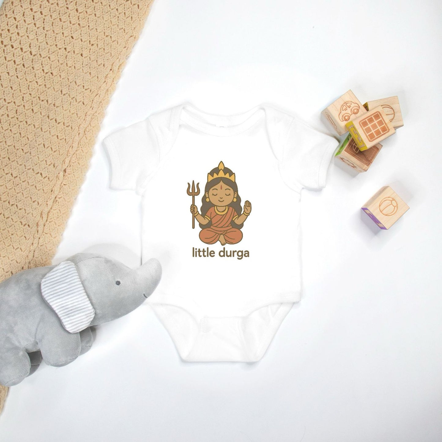 "Little Durga" Baby Onesie - White