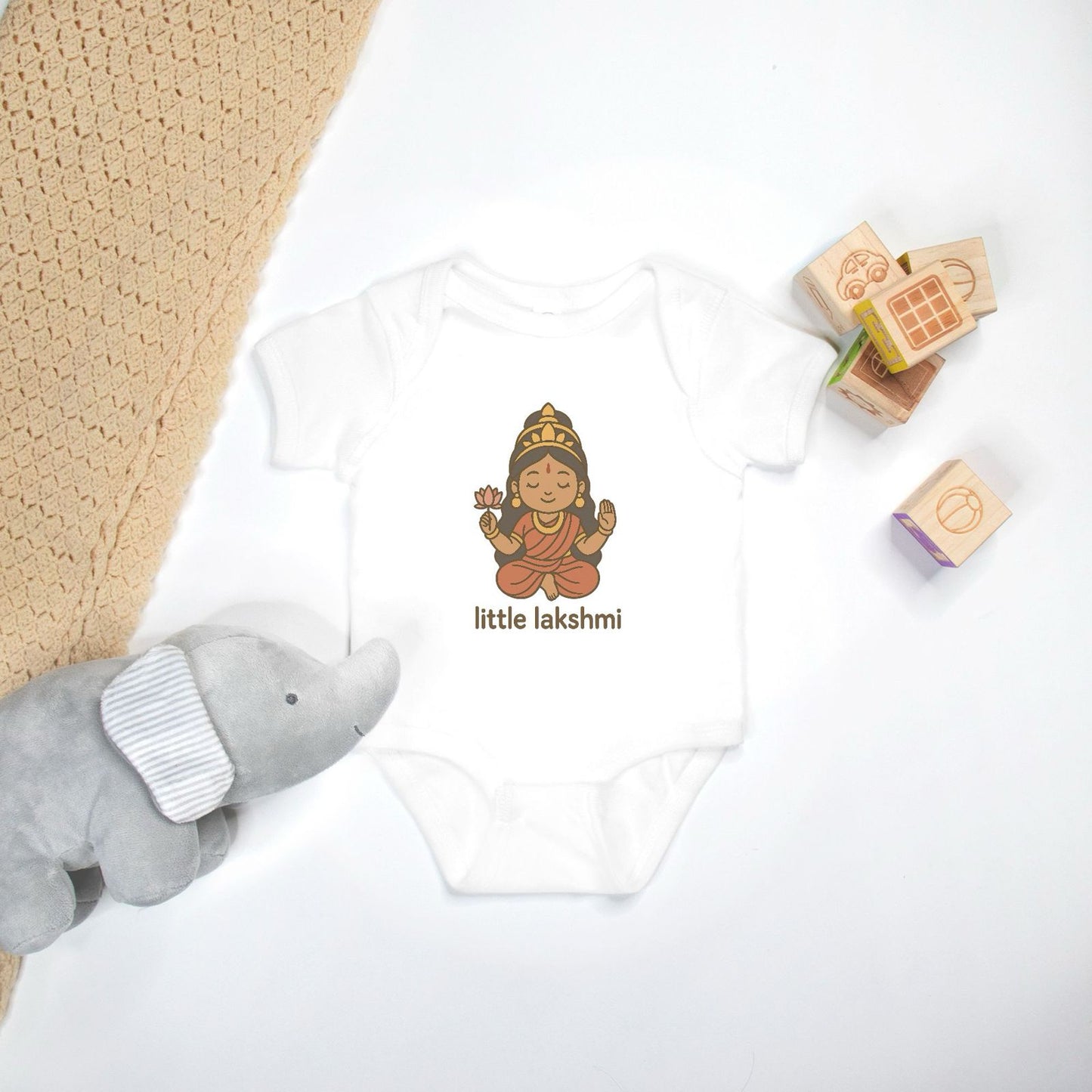 "Little Lakshmi" Baby Onesie - White