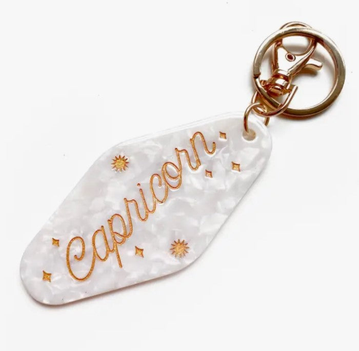 Capricorn Horoscope Motel Keychain
