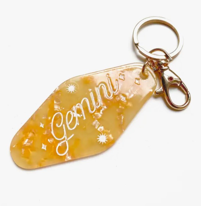 Gemini Horoscope Motel Keychain