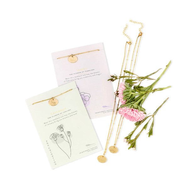 Birth Flower Necklace - Gold - HOLLY