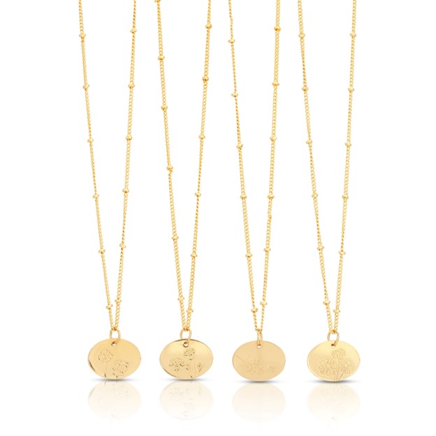 Birth Flower Necklace - Gold - PEONY