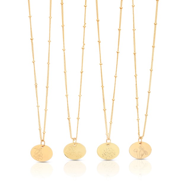 Birth Flower Necklace - Gold - LILY