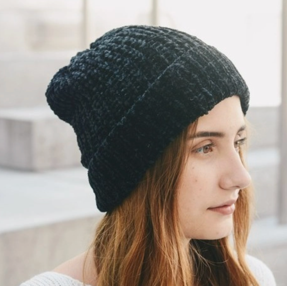 Soft Chenille Beanie - Black