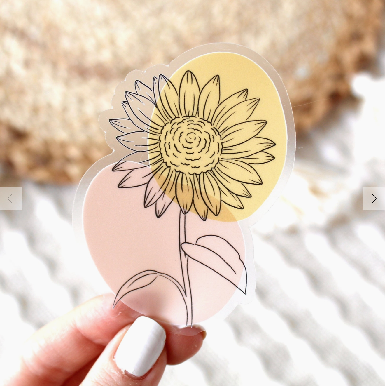 Clear Sunflower Outline Sticker 3x3in.