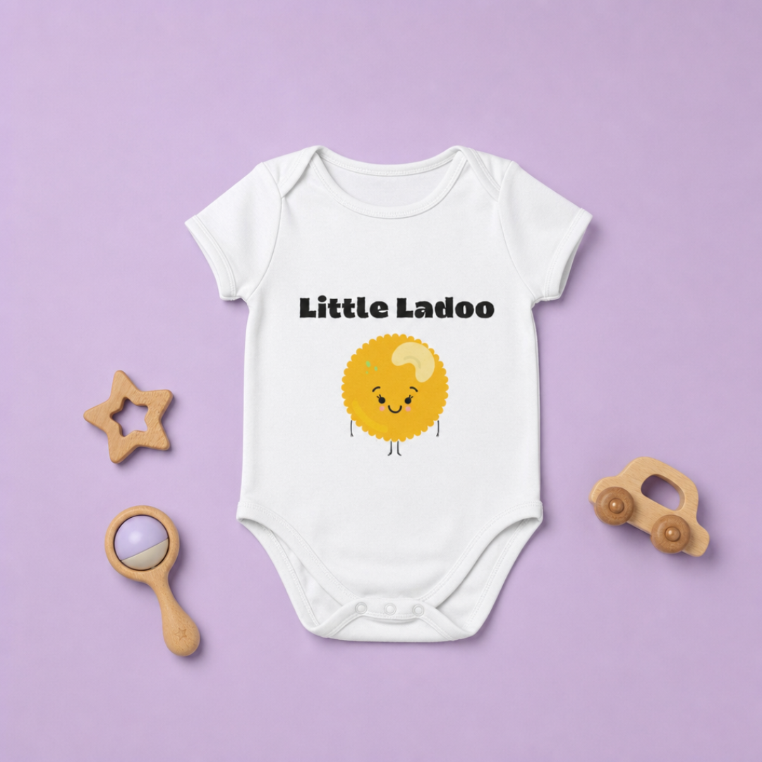 "Little Ladoo" Baby Onesie - White