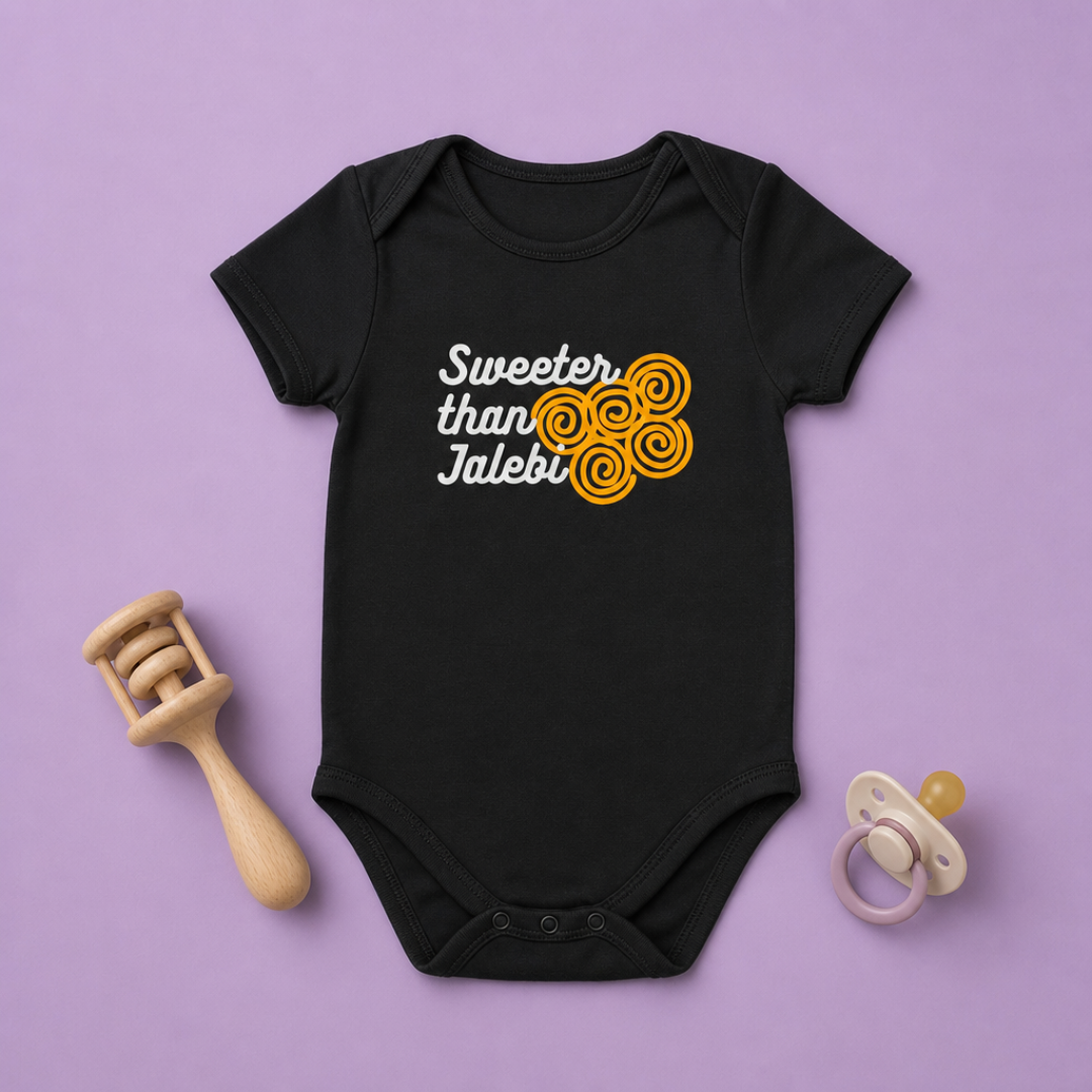 "Sweeter than Jalebi" Baby Onesie - Black