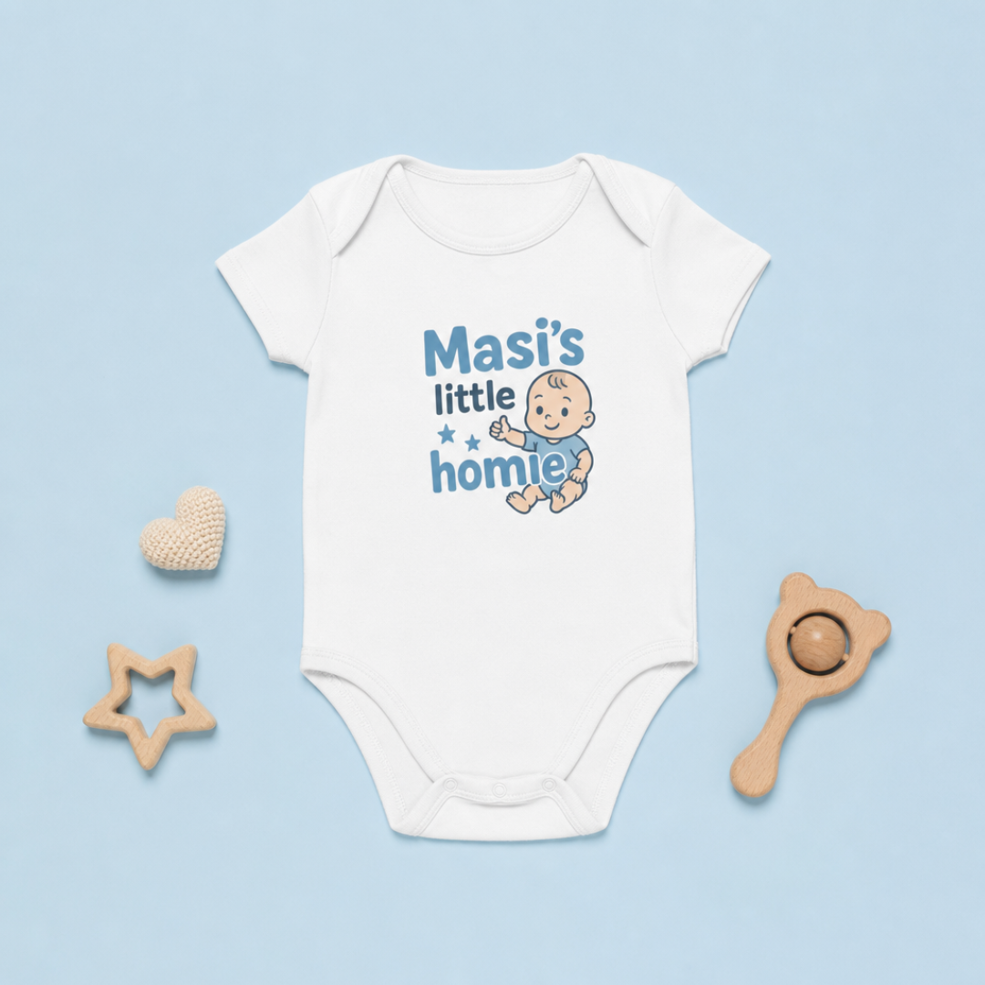 "Masi's Little Homie" Baby Onesie - White