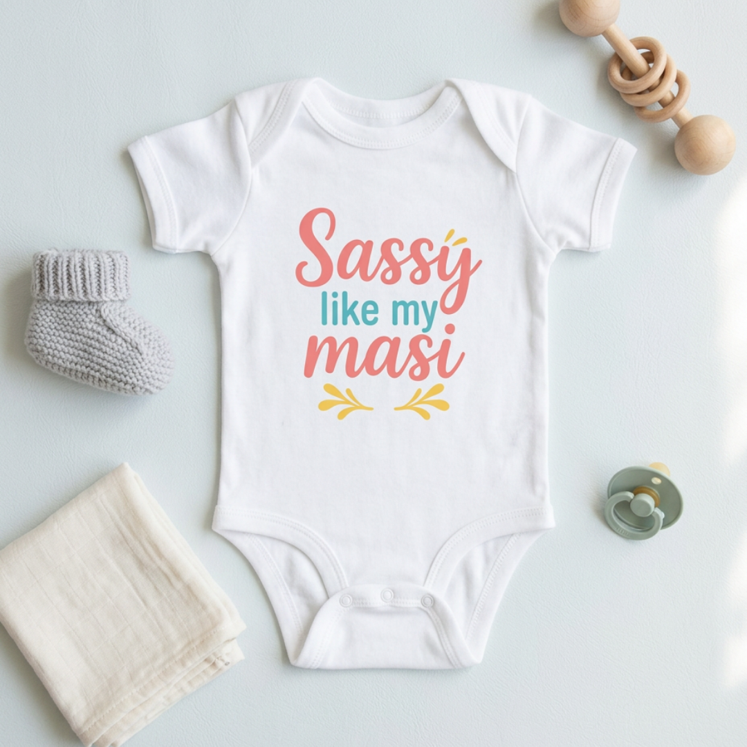 "Sassy Like My Masi" Baby Onesie - White