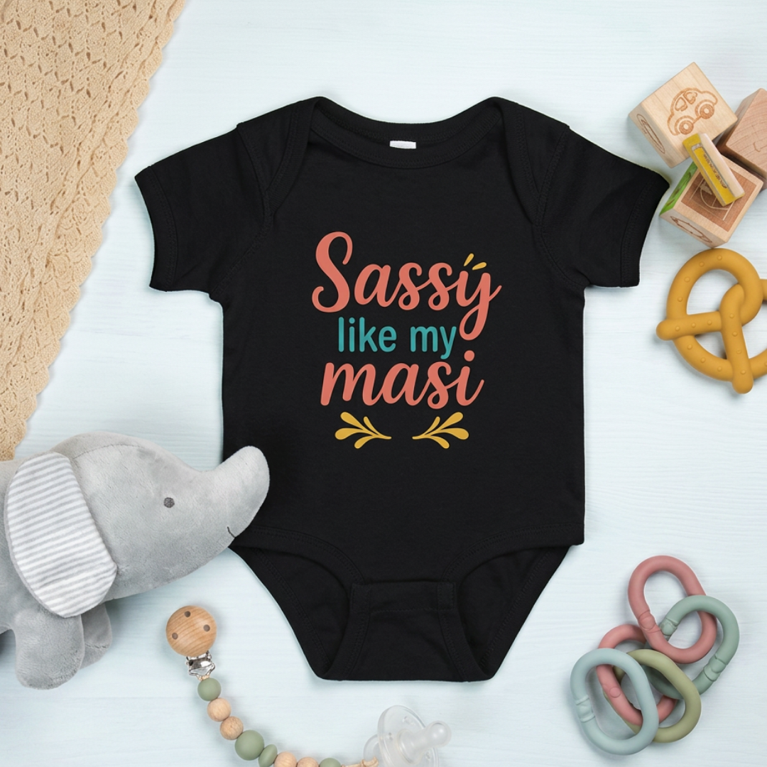 "Sassy Like My Masi" Baby Onesie - Black