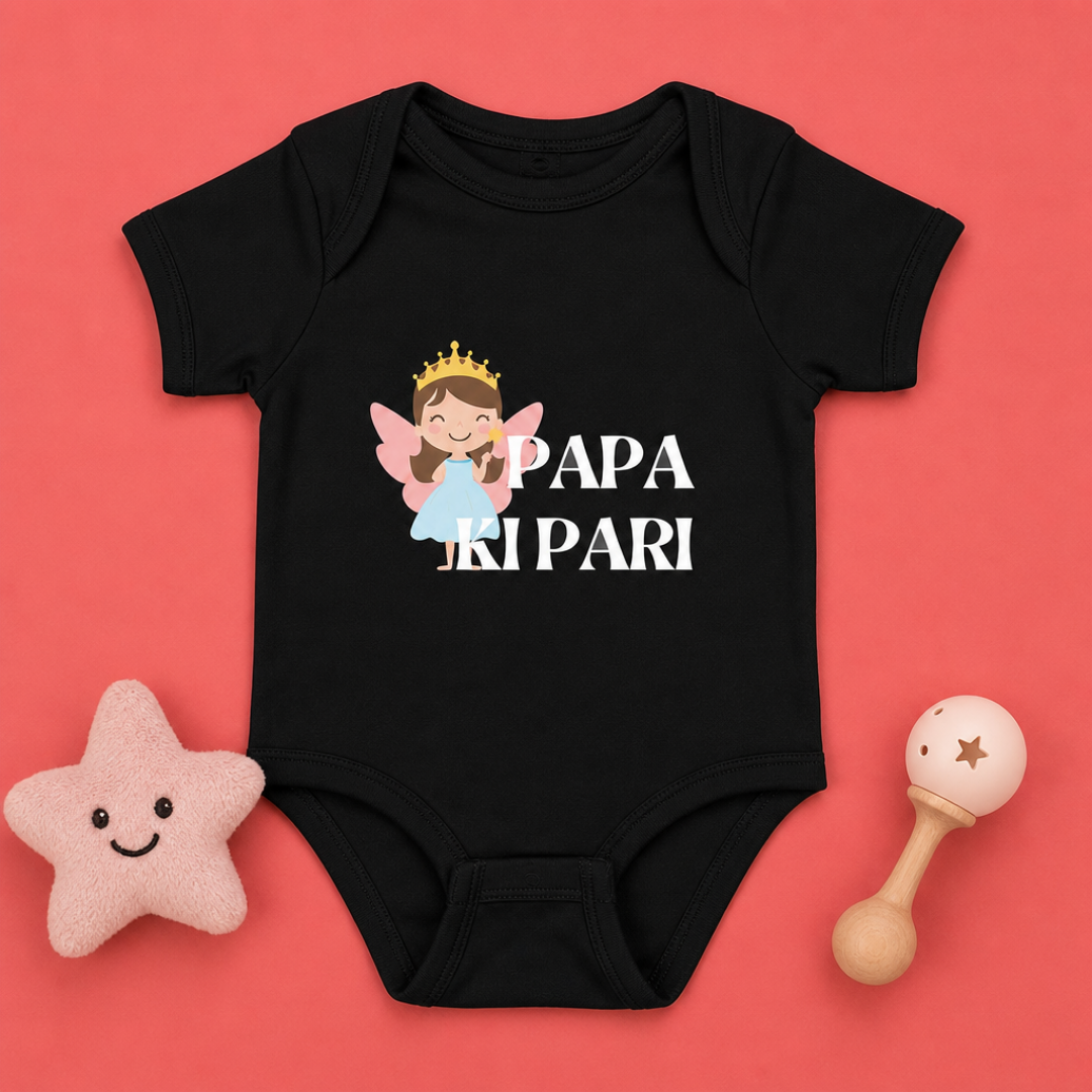 "Papa Ki Pari" Baby Onesie - Black