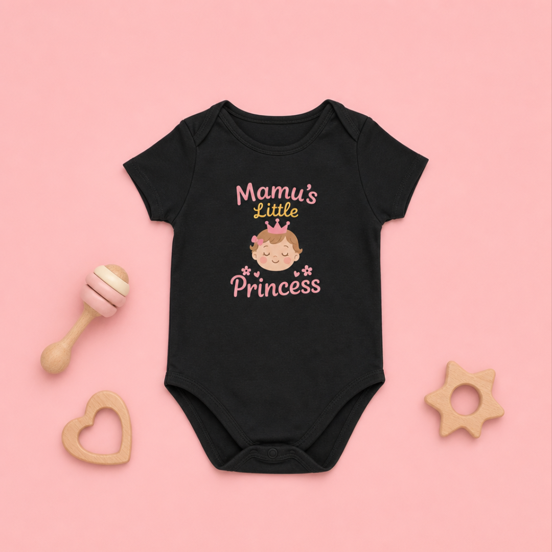 "Mamu's Little Princess" Baby Onesie - Black