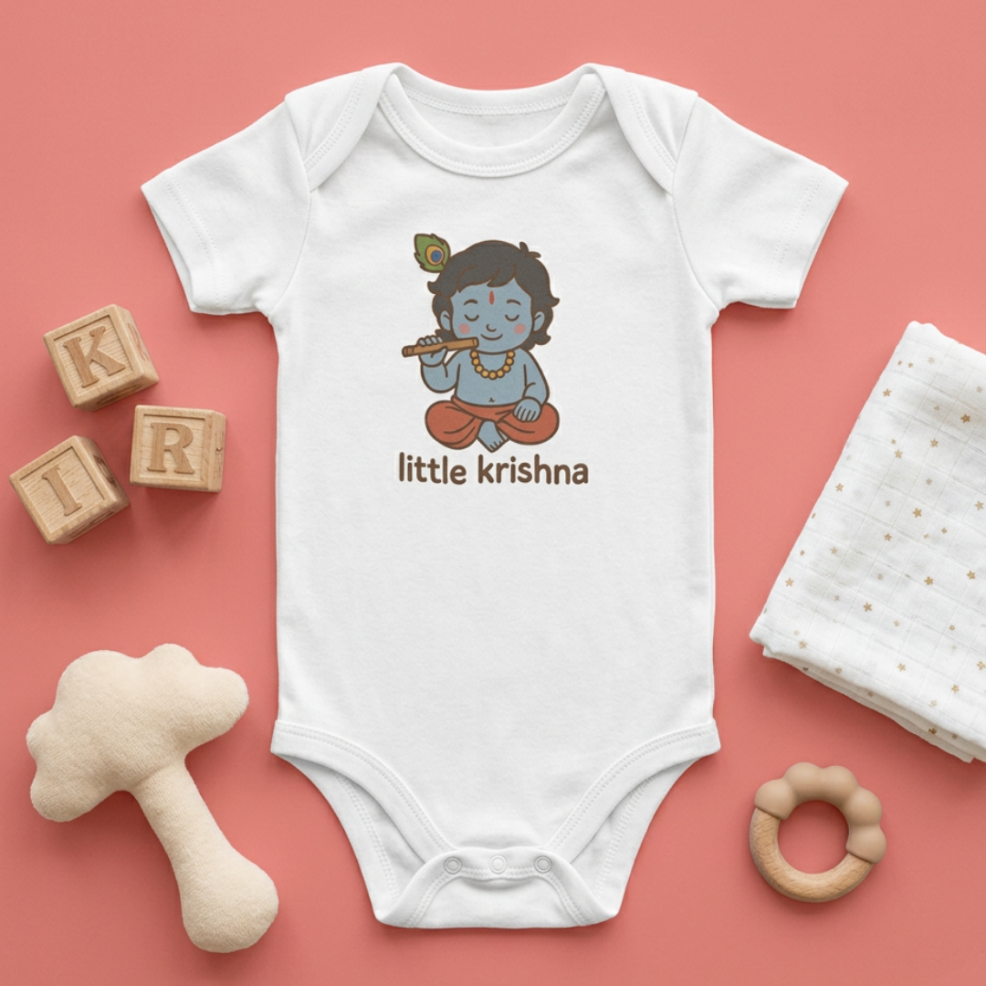 "Little Krishna" Baby Onesie - White
