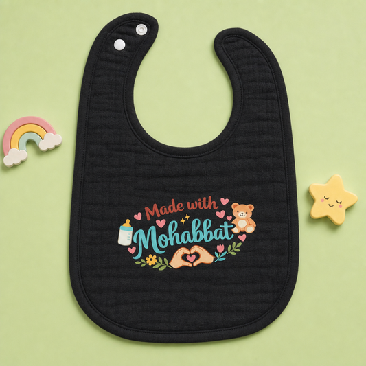 Made with Mohabbat Baby Bib - Black
