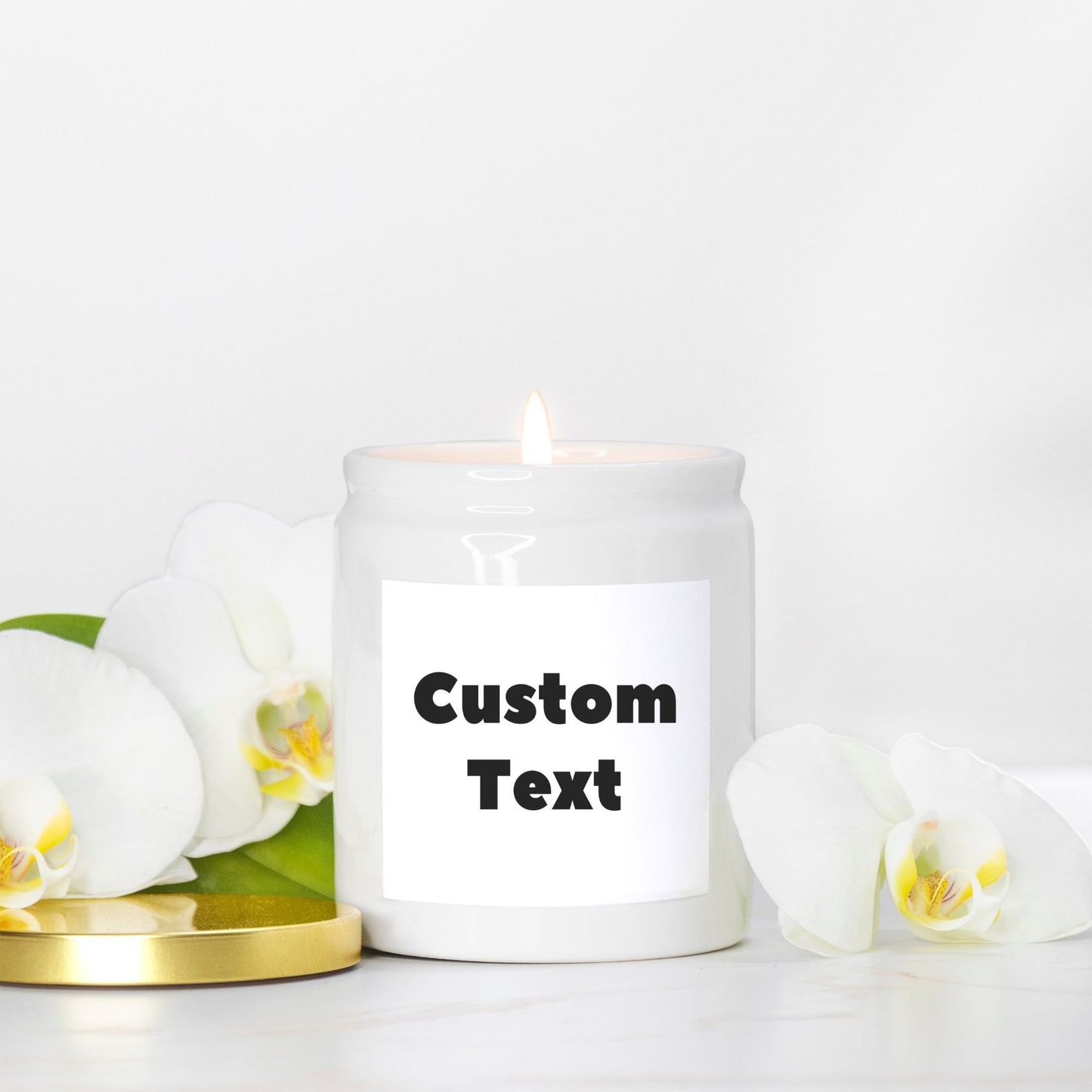 Custom Text - Candle Ceramic 8oz (White)