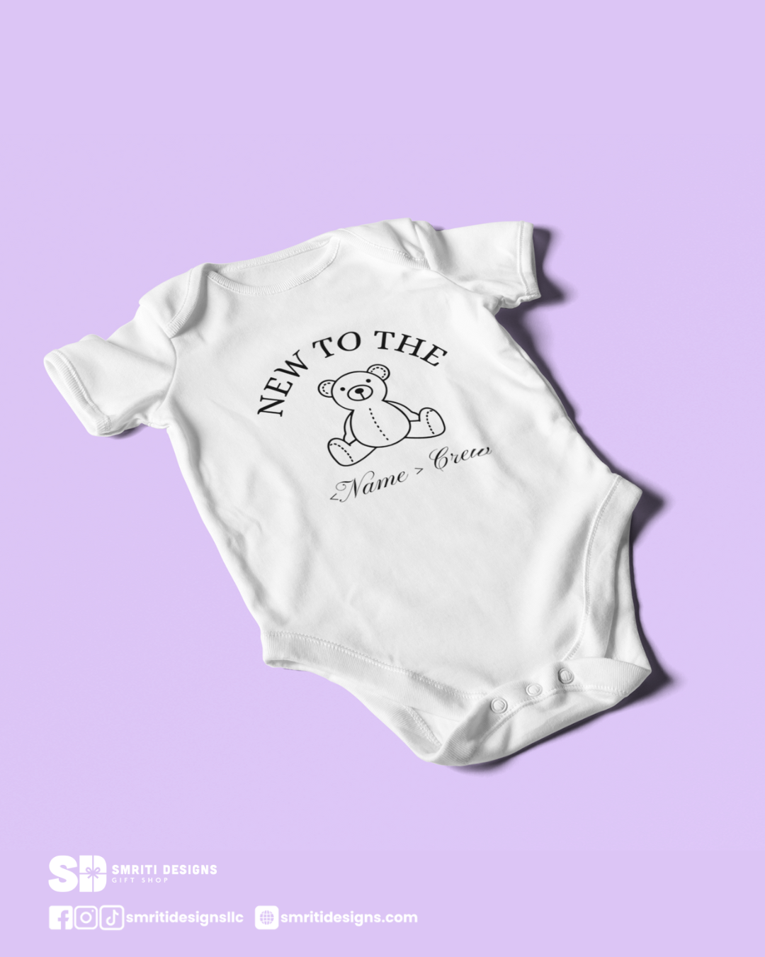 "New to the [Name] Crew" Baby Onesie - White