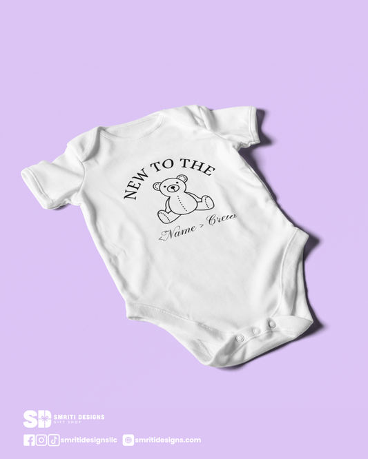 "New to the [Name] Crew" Baby Onesie - White