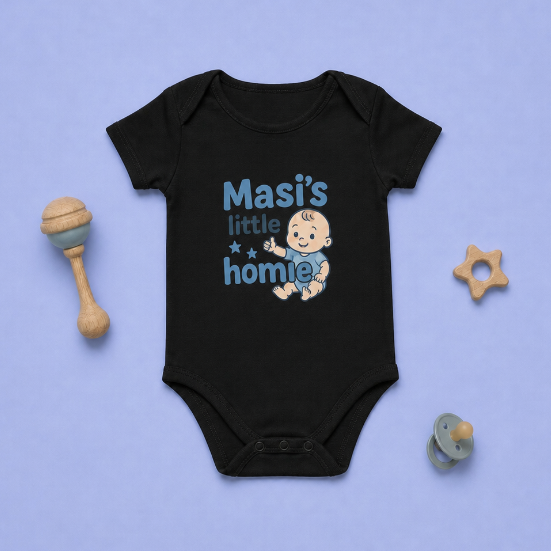 "Masi's Little Homie" Baby Onesie - Black
