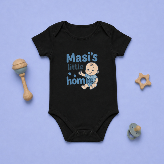 "Masi's Little Homie" Baby Onesie - Black