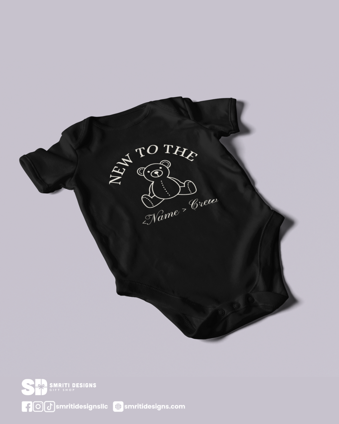 "New to the [Name] Crew" Baby Onesie - Black