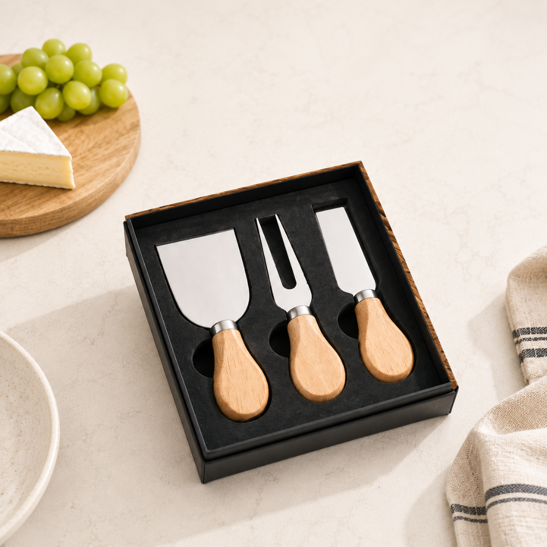Stainless Steel & Wood 3-Piece Cheese Knife Set