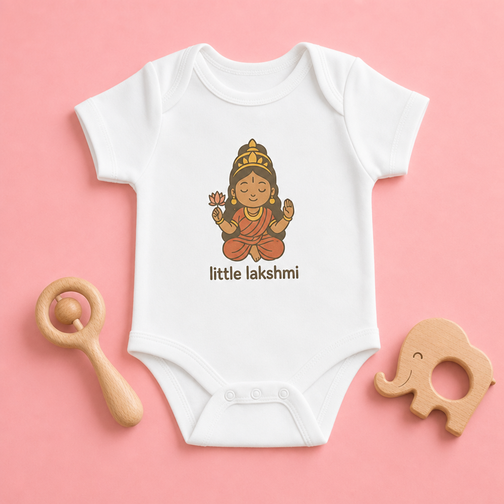 "Little Lakshmi" Baby Onesie - White