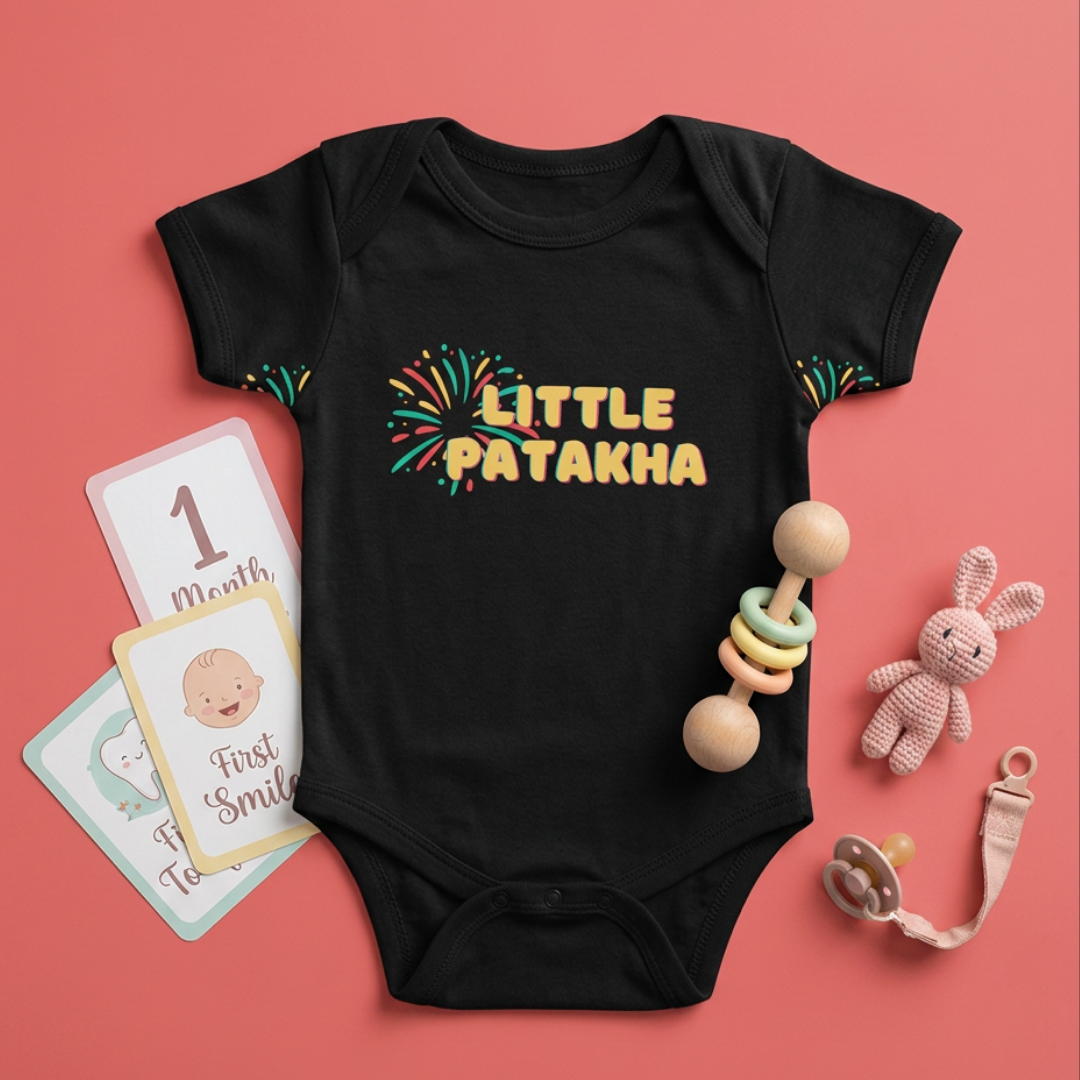 "Little Patakha" Baby Onesie - Black