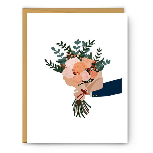 Holding Flower Bouquet - Blank Card