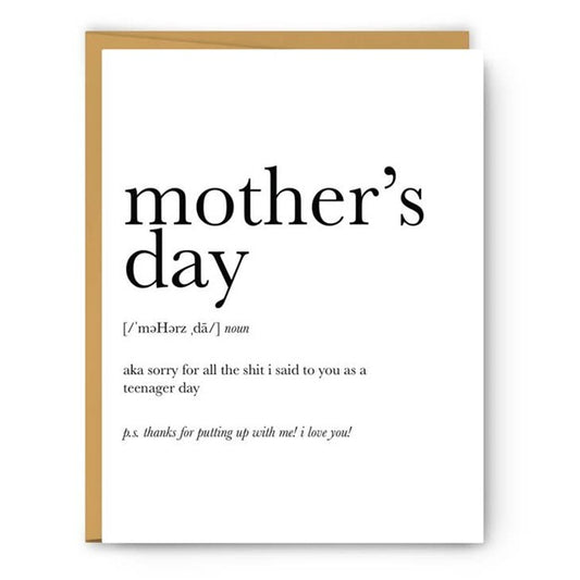 Mother'S Day Definition (Sorry) - Mother'S Day Card