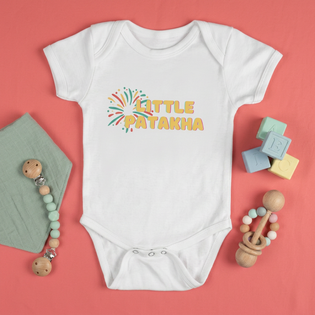 "Little Patakha" Baby Onesie - White