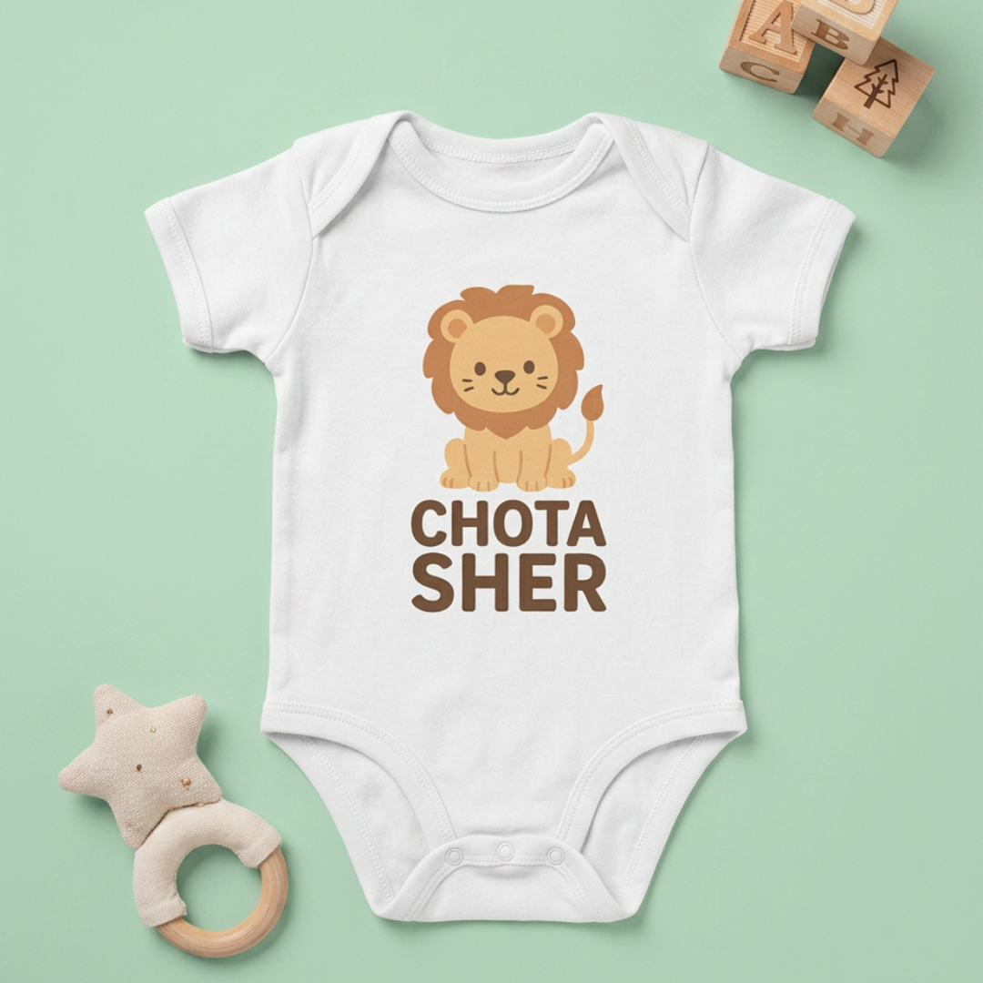"Chota Sher" Baby Onesie - White