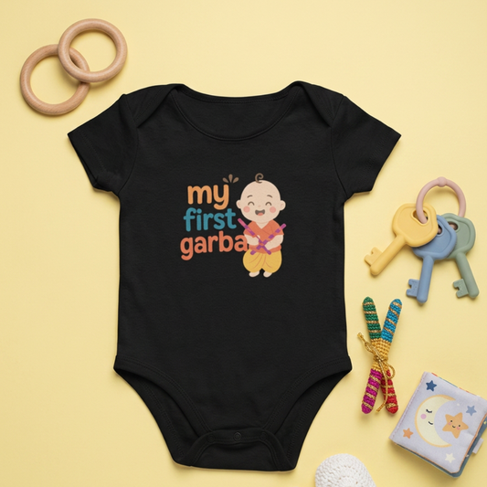"My First Garba" Baby Onesie - Black