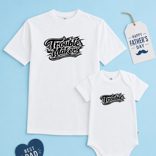 “Trouble Maker & Trouble” Matching Father & Baby Duo Set