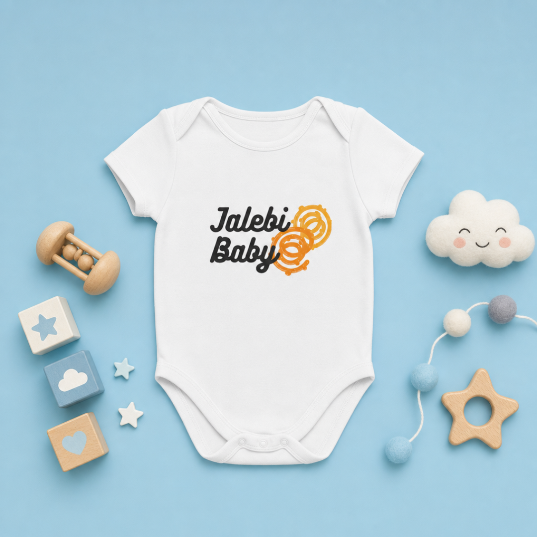 "Jalebi Baby" Baby Onesie - White
