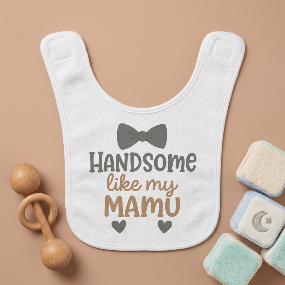 "Handsome Like My Mamu" Baby Bib