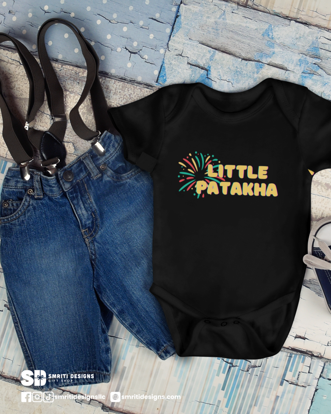 "Little Patakha" Baby Onesie - Black
