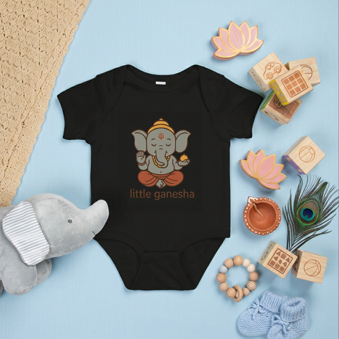 "Little Ganesha" Baby Onesie - Black