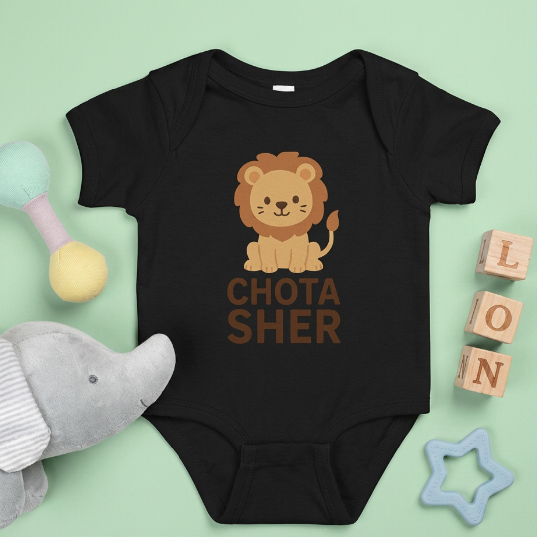 "Chota Sher" Baby Onesie - Black
