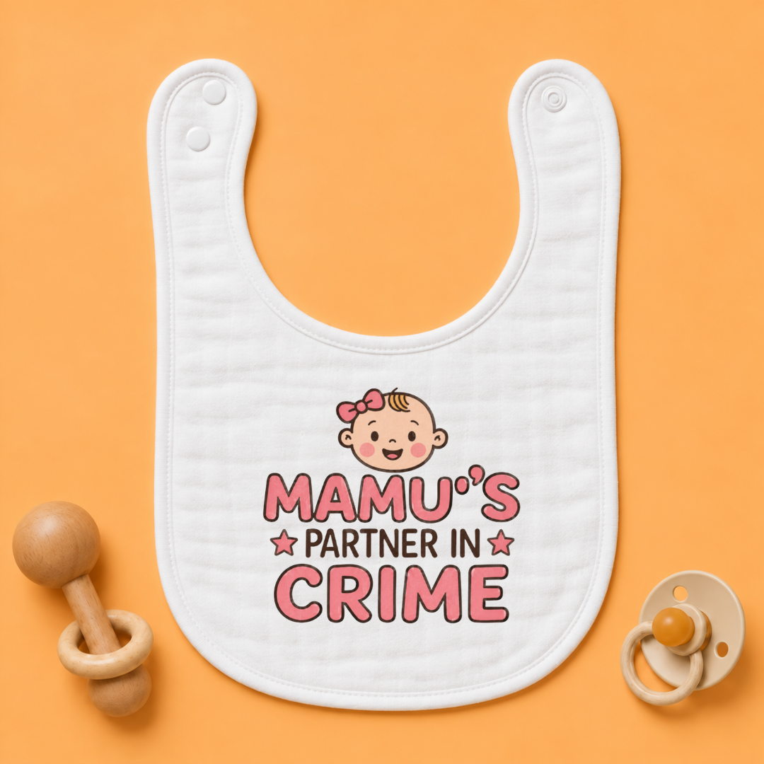 “Mamu’s Partner in Crime” Baby Bib