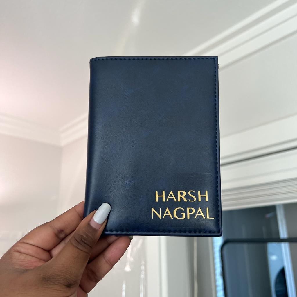 Passport Cover - Faux Leather Navy