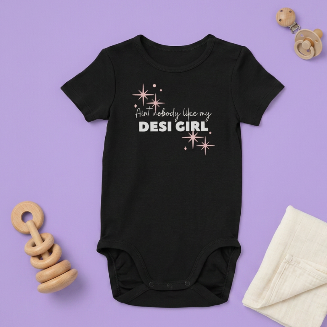 "Ain’t Nobody Like My Desi Girl" Baby Onesie - Black