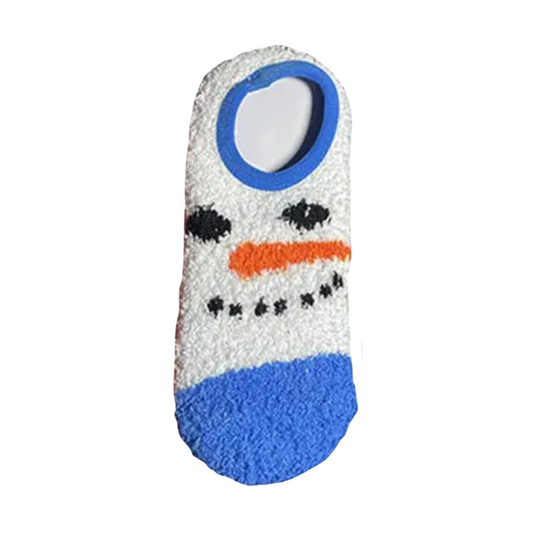 Women's SNOWMAN Fuzzy Low Cut Footie Socks