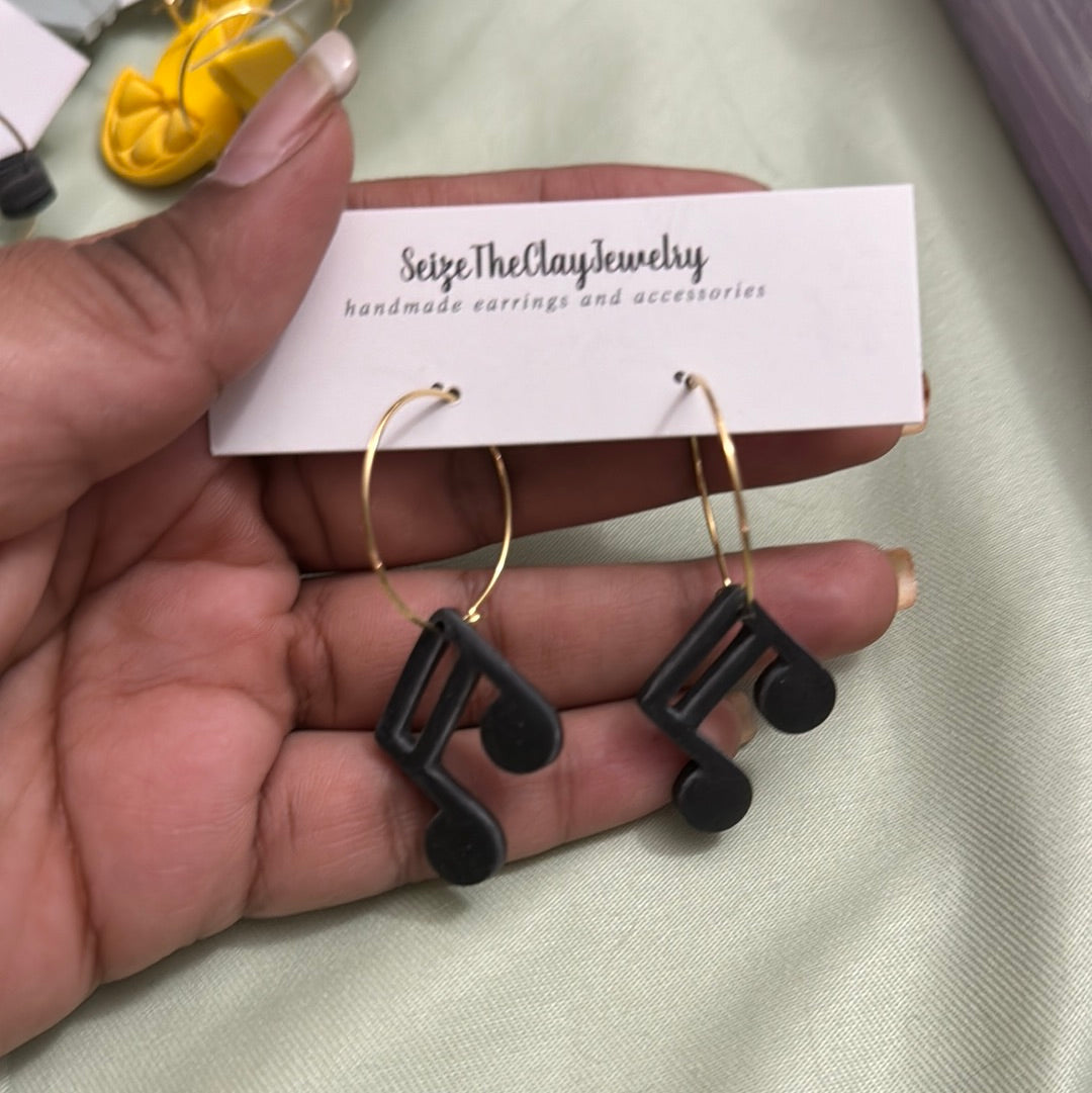 Music Note Earrings, Music Teacher Earrings - Hoops, Beam